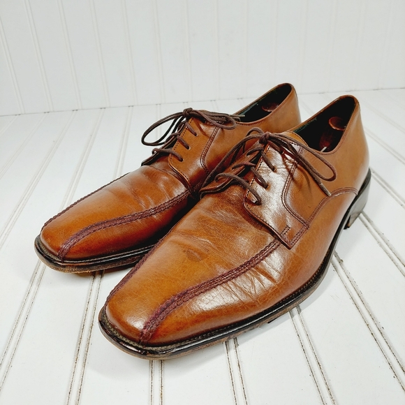 Bostonian Brown Leather Lace Up Square Toe Oxfords F601 - Picture 5 of 14